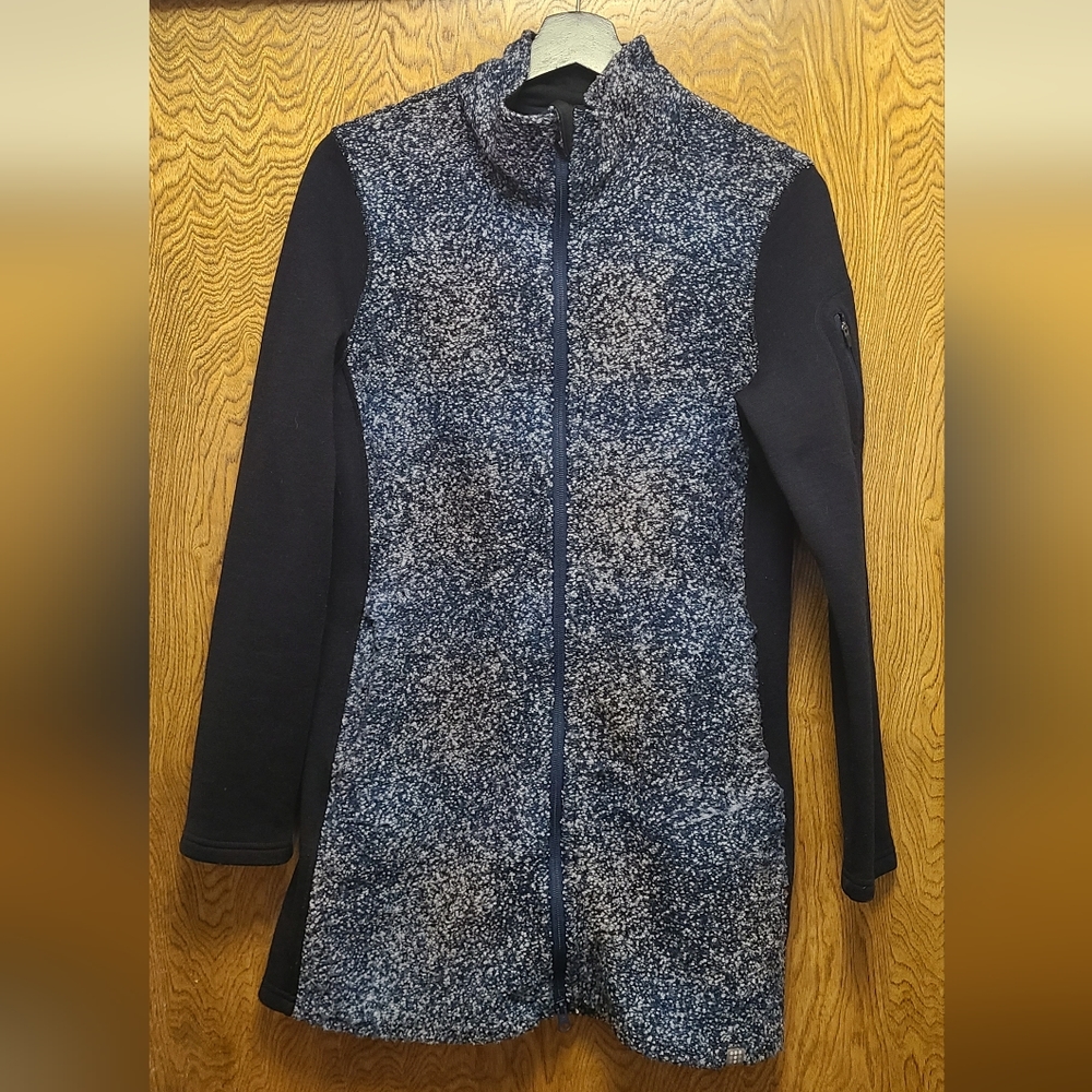 TITLE NINE Wool Blend Jacket Coat Tunic Navy Blue Pockets M EUC